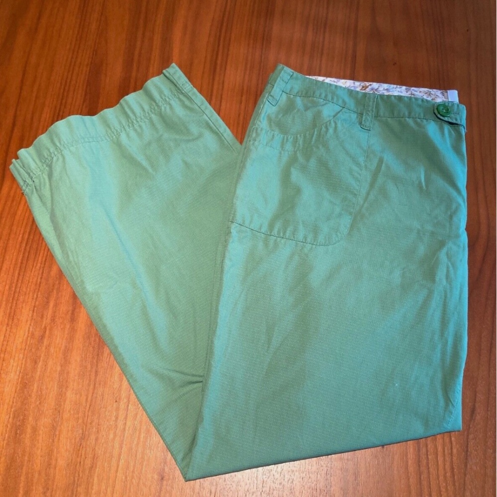 Old Navy Size 20 Women's lightweight 100% Cotton Chinos Green Wide Leg FlatFront